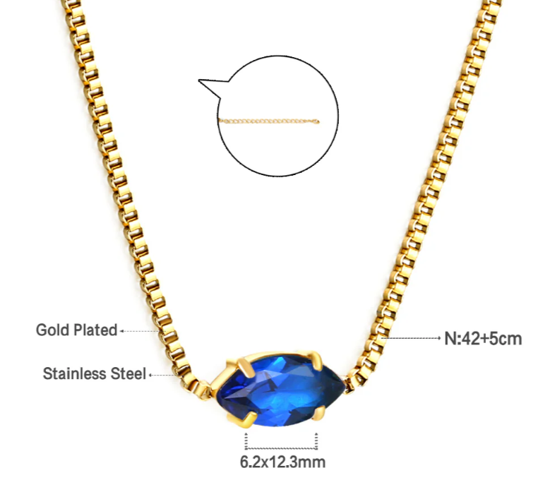 Maisa Navy Blue Gem Necklace