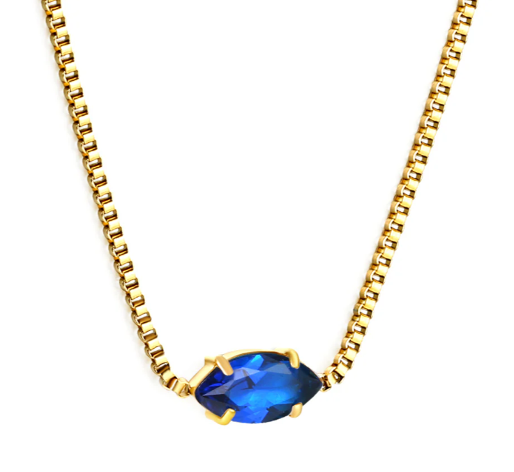 Maisa Navy Blue Gem Necklace