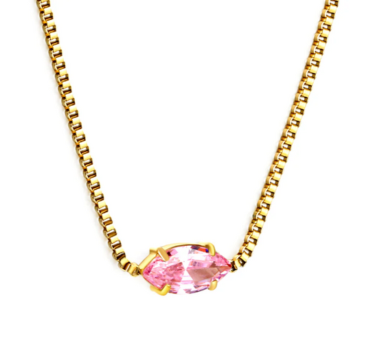 Maissa Pink Gem Necklace