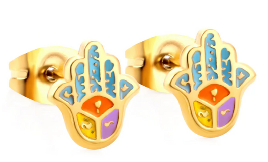 Hamsa Colored Stud Earring